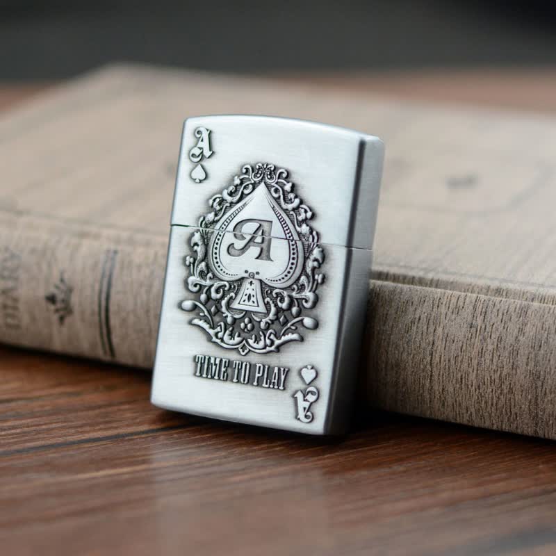 Briquet au butane rechargeable Lucky ACE Poker Relief Design