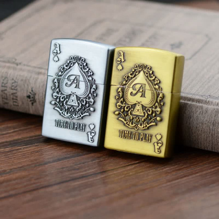 Briquet au butane rechargeable Lucky ACE Poker Relief Design