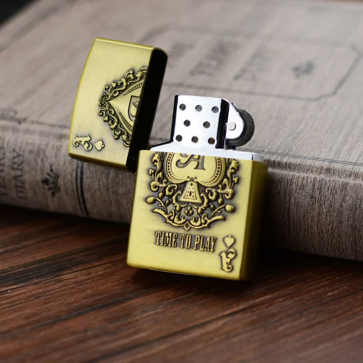 Briquet au butane rechargeable Lucky ACE Poker Relief Design