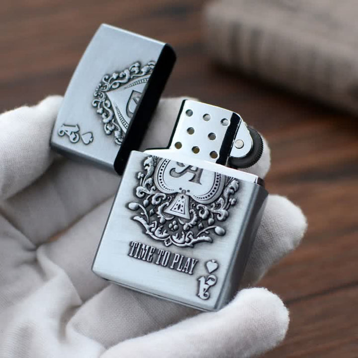 Briquet au butane rechargeable Lucky ACE Poker Relief Design