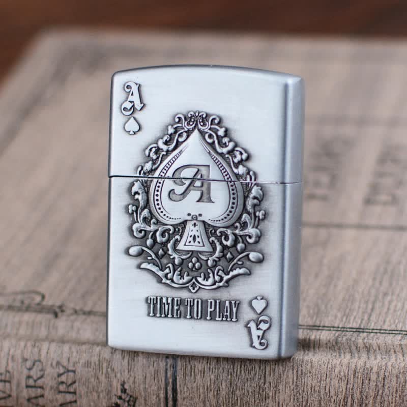 Briquet au butane rechargeable Lucky ACE Poker Relief Design