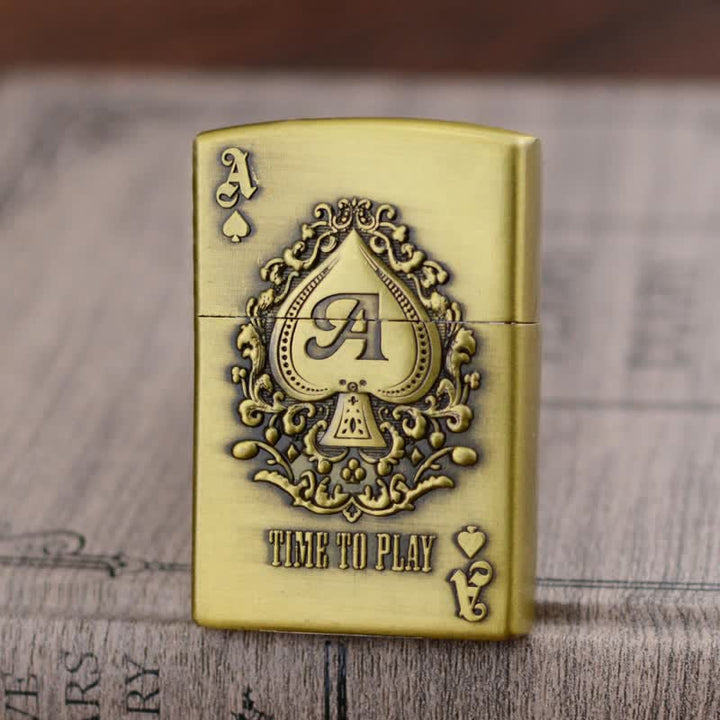 Briquet au butane rechargeable Lucky ACE Poker Relief Design