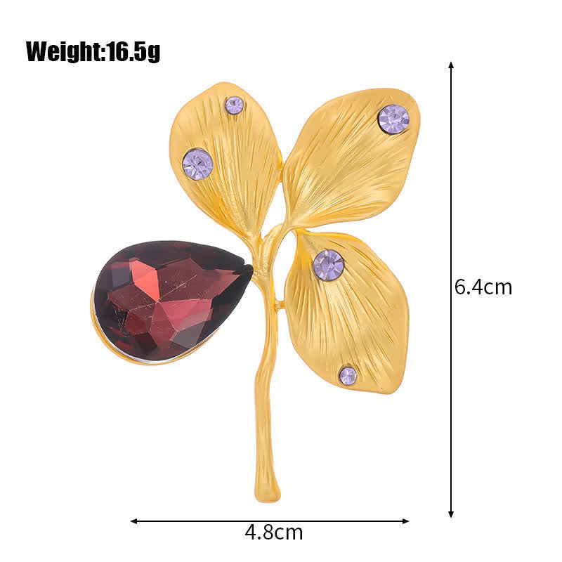 Broche en cristal feuille d'érable dorée d'automne pour femme