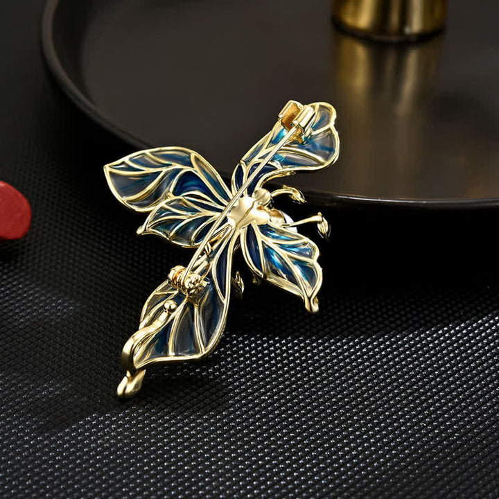 Broche décorative de luxe en perles d'iris bleu pour femme