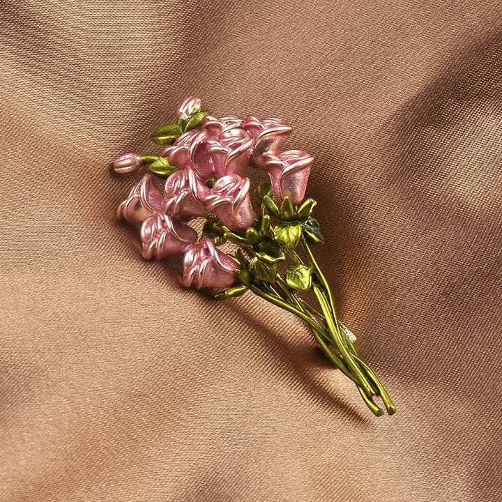 Broche pour femme en forme de bouquet de roses roses et vertes