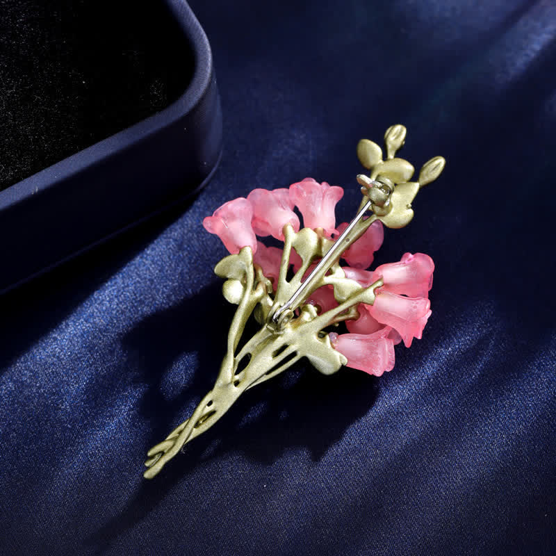 Broche romantique pour femme en forme de bouquet de roses roses et vertes