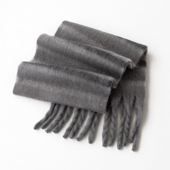 Écharpe unisexe en mohair à pompons de couleur contrastée arc-en-ciel