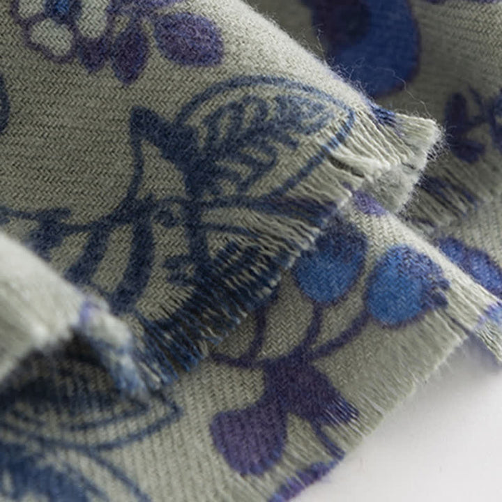 Écharpe élégante à bordure contrastée et florale pour femme