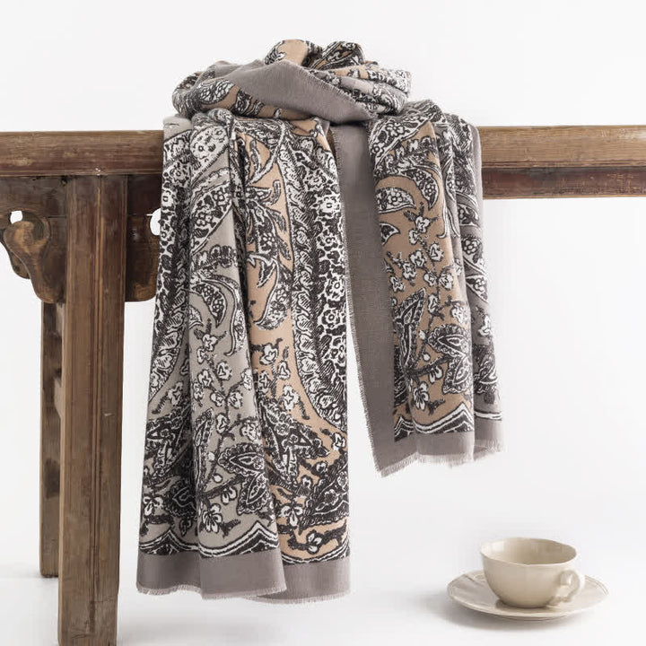 Écharpe grise imprimée style vintage pour femme - Gris - image 0