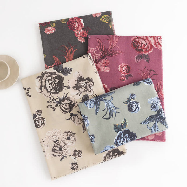 Écharpe élégante à motif romantique de grandes roses pour femmes