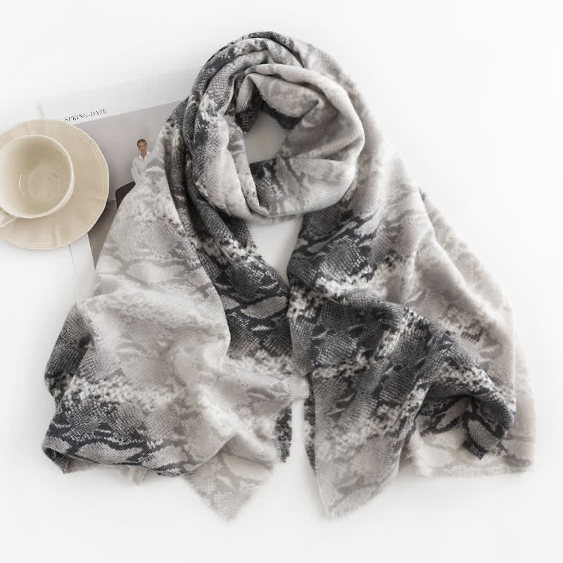 Écharpe à imprimé peau de serpent chic et street style pour femme - Gris - image 2