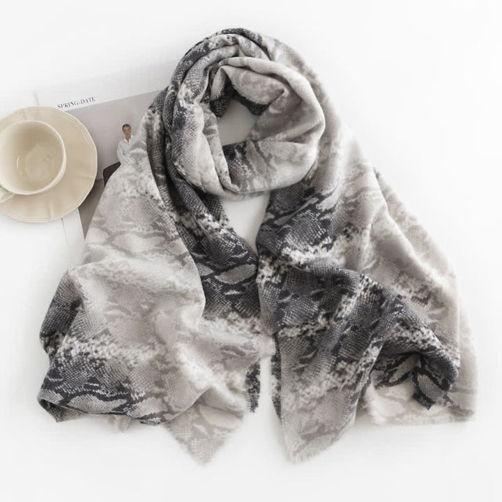 Écharpe à imprimé peau de serpent chic et street style pour femme - Gris - image 2