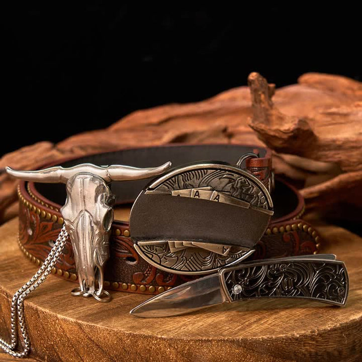Ensemble de pendentifs en forme de taureau à longues cornes, couteau caché à faire soi-même, gadget occidental
