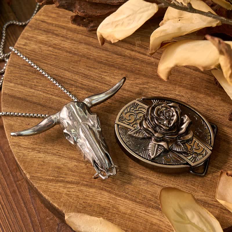 Ensemble de pendentifs en forme de taureau à longues cornes, couteau caché à faire soi-même, gadget occidental
