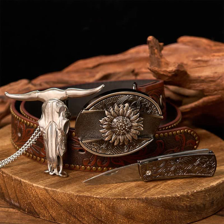 Ensemble de pendentifs en forme de taureau à longues cornes, couteau caché à faire soi-même, gadget occidental