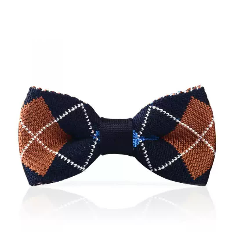 Nœud papillon tricoté à carreaux écossais vintage pour homme