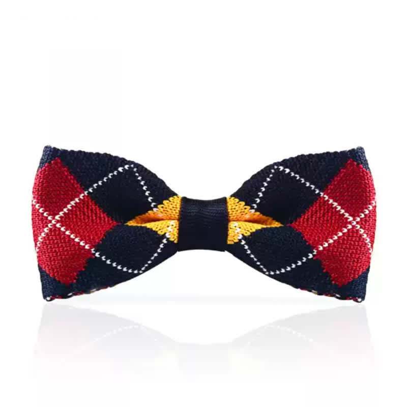 Nœud papillon tricoté à carreaux écossais vintage pour homme