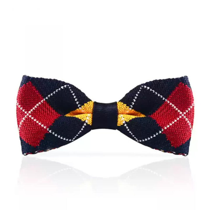 Nœud papillon tricoté à carreaux écossais vintage pour homme