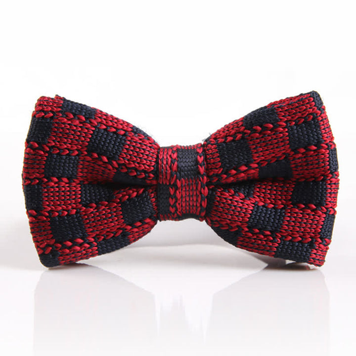 Nœud papillon tricoté à motif damier pour homme