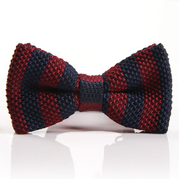 Nœud papillon tricoté à rayures bicolores pour homme