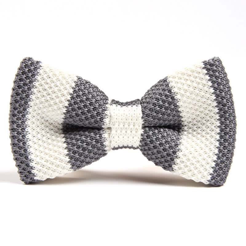 Nœud papillon tricoté à rayures bicolores pour homme