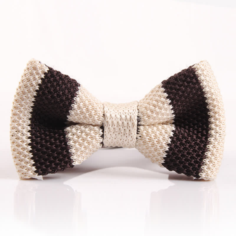 Nœud papillon tricoté à rayures bicolores pour homme