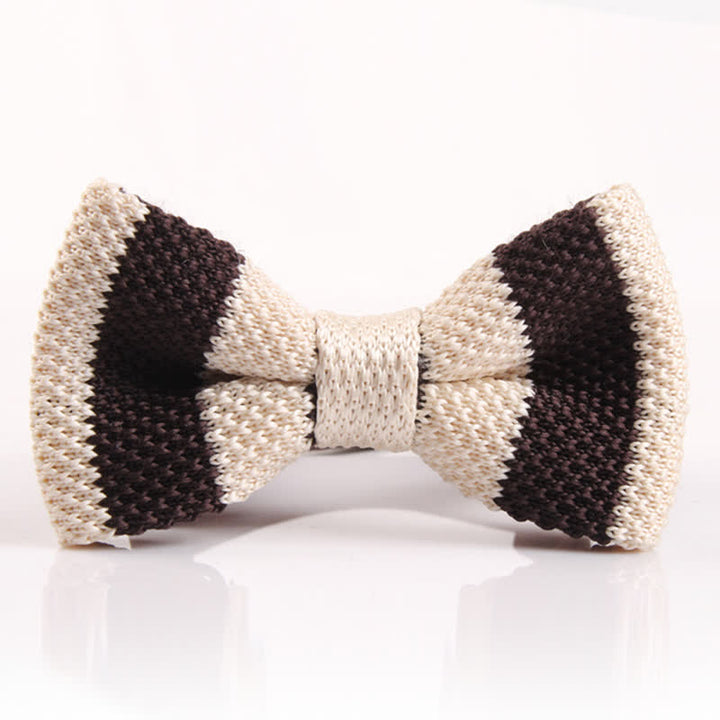 Nœud papillon tricoté à rayures bicolores pour homme