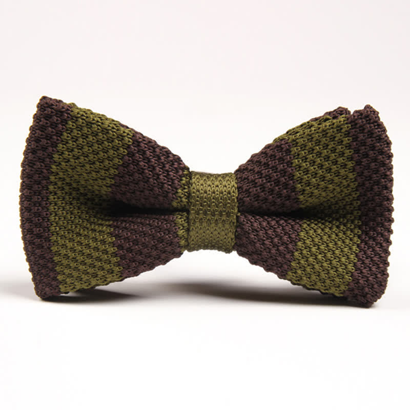 Nœud papillon tricoté à rayures bicolores pour homme