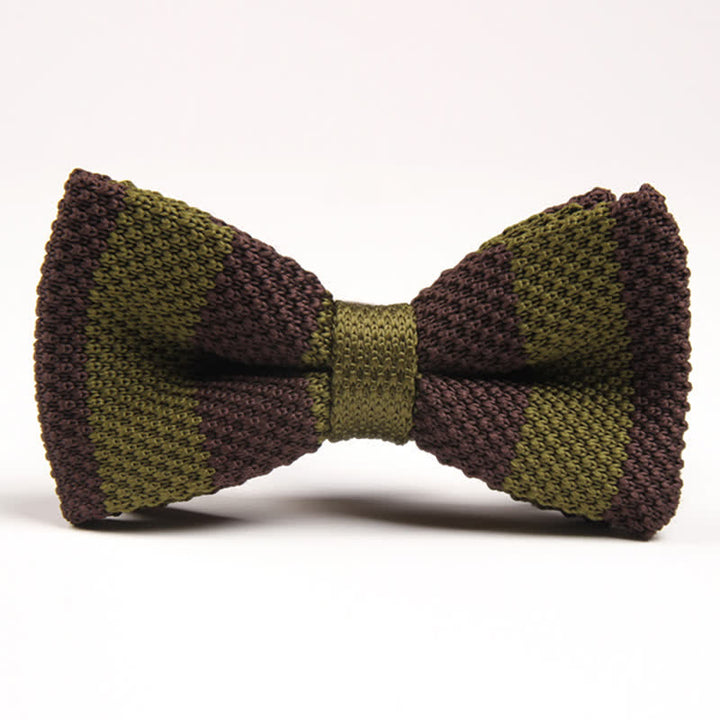 Nœud papillon tricoté à rayures bicolores pour homme