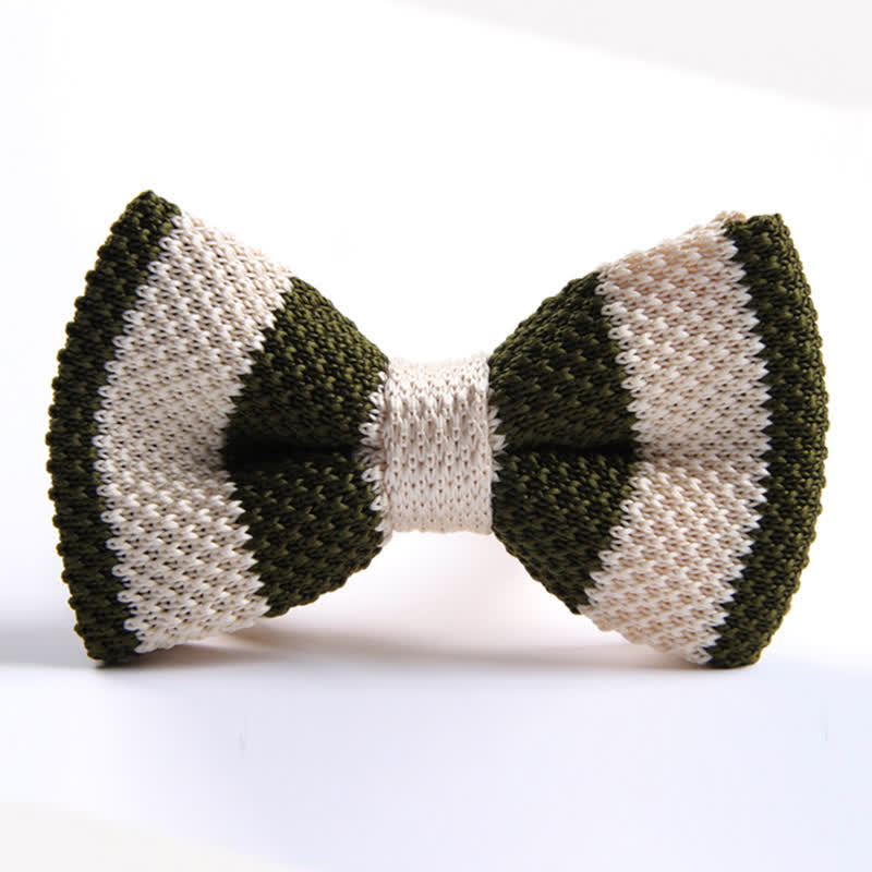 Nœud papillon tricoté à rayures bicolores pour homme