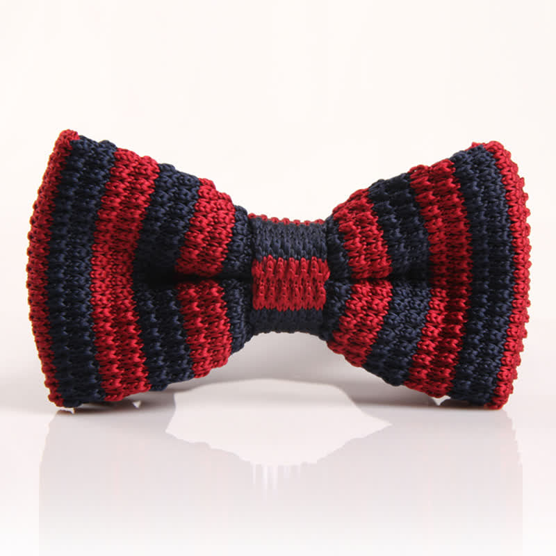 Nœud papillon tricoté à rayures bicolores pour homme