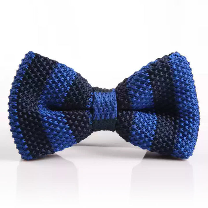 Nœud papillon tricoté à rayures bicolores pour homme