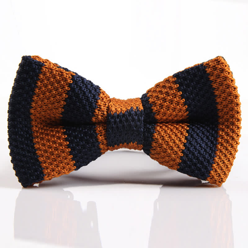 Nœud papillon tricoté à rayures bicolores pour homme