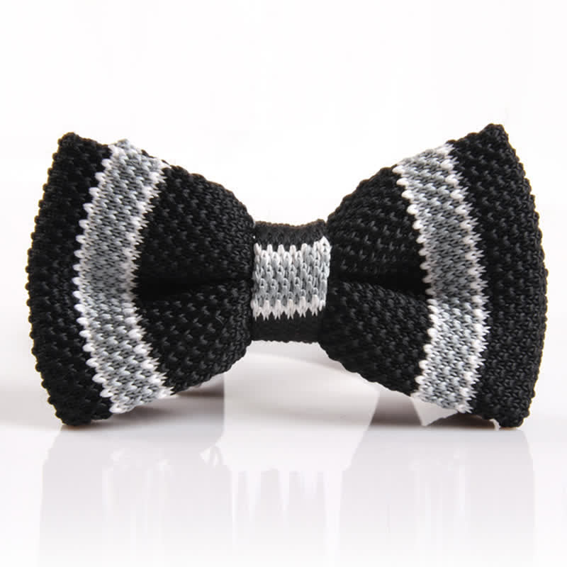 Nœud papillon tricoté à rayures bicolores pour homme