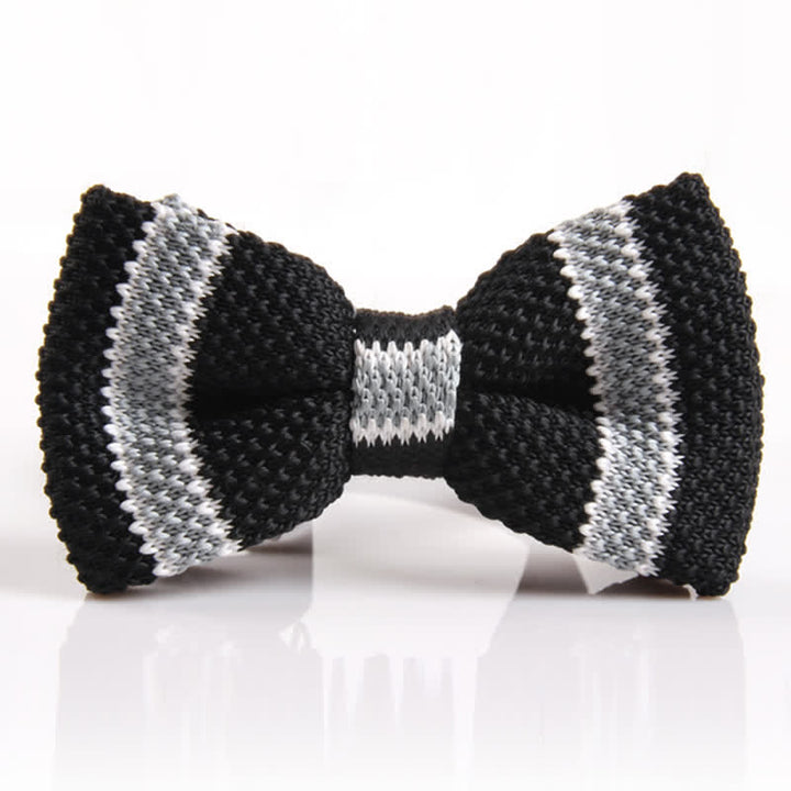 Nœud papillon tricoté à rayures bicolores pour homme