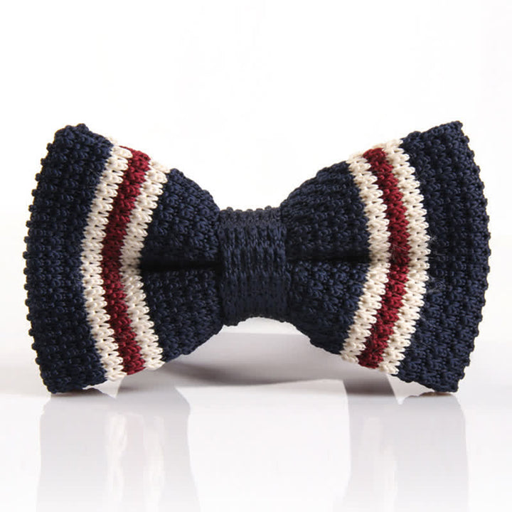Nœud papillon tricoté à rayures tricolores pour homme