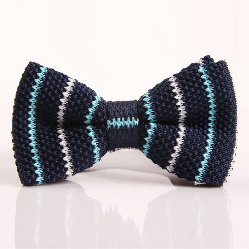 Nœud papillon tricoté à rayures tricolores pour homme