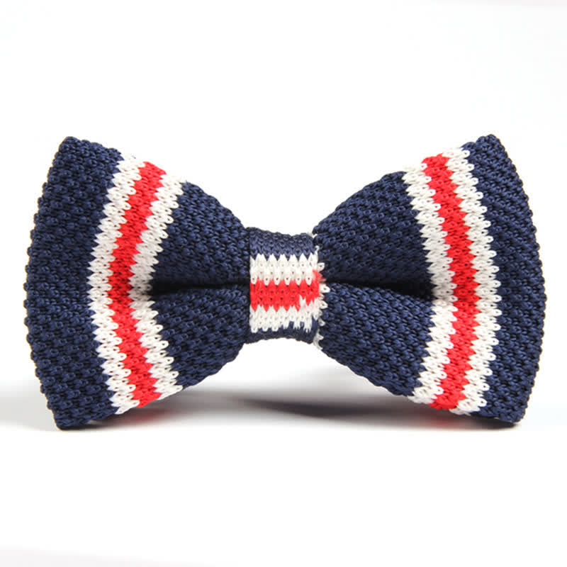 Nœud papillon tricoté à rayures tricolores pour homme