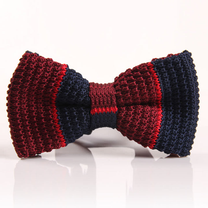 Nœud papillon tricoté à rayures tricolores pour homme