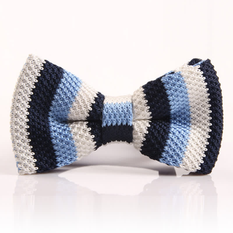 Nœud papillon tricoté à rayures tricolores pour homme