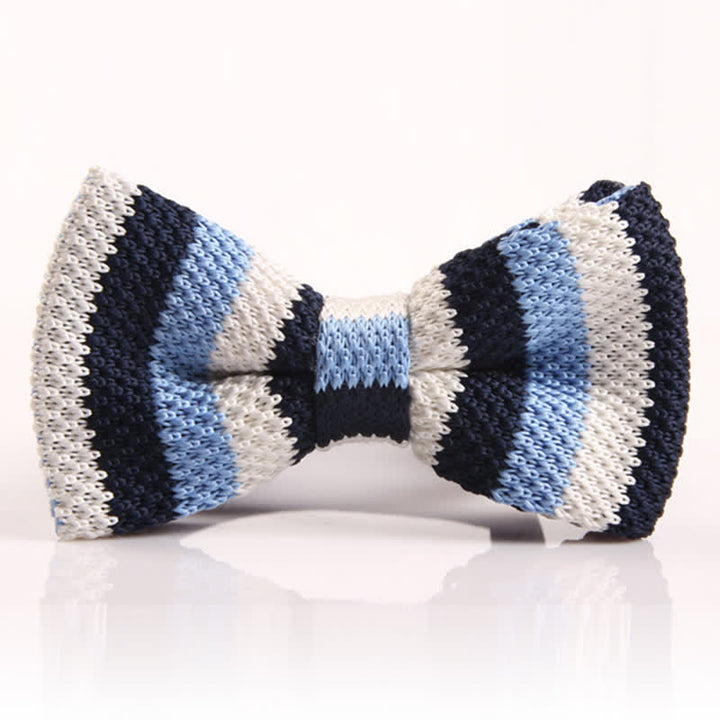Nœud papillon tricoté à rayures tricolores pour homme