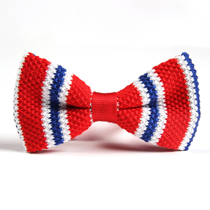 Nœud papillon tricoté à rayures tricolores pour homme