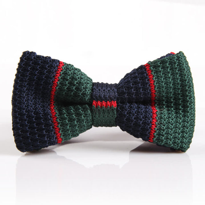 Nœud papillon tricoté à rayures tricolores pour homme