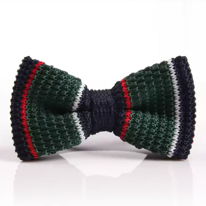Nœud papillon tricoté à rayures tricolores pour homme
