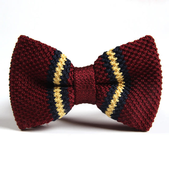 Nœud papillon tricoté à rayures tricolores pour homme