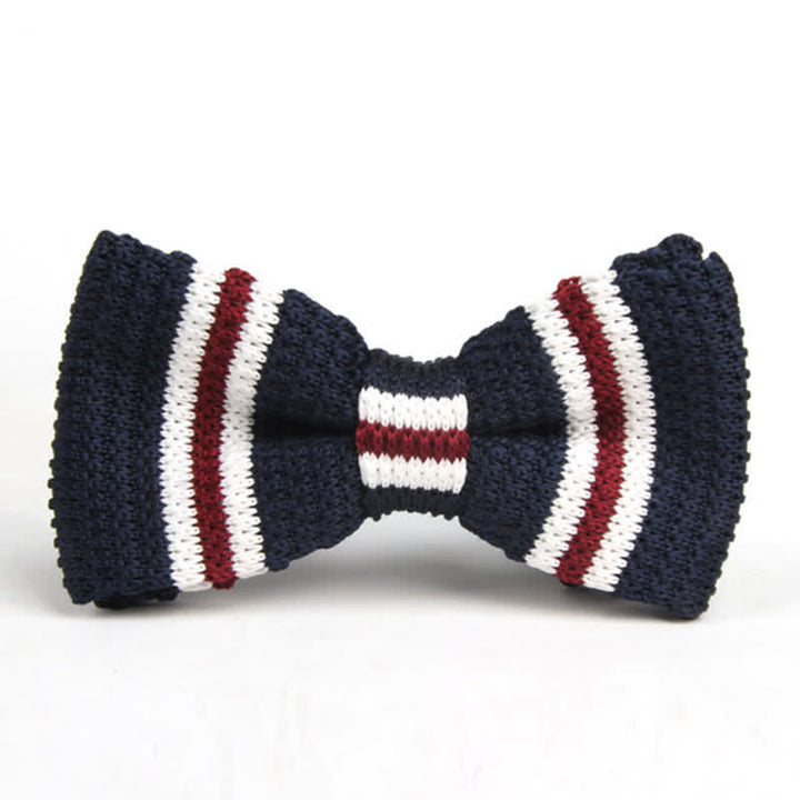 Nœud papillon tricoté à rayures tricolores pour homme