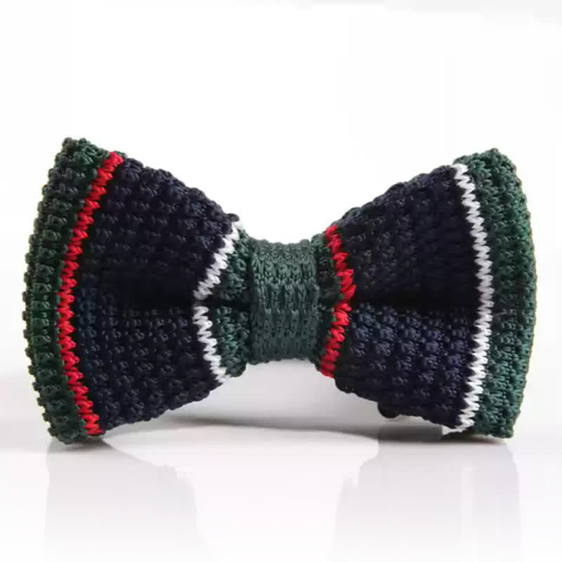 Nœud papillon tricoté à rayures tricolores pour homme
