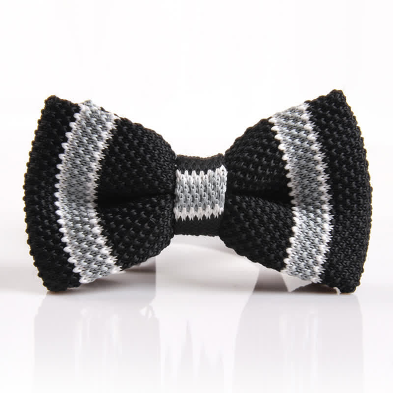 Nœud papillon tricoté à rayures tricolores pour homme
