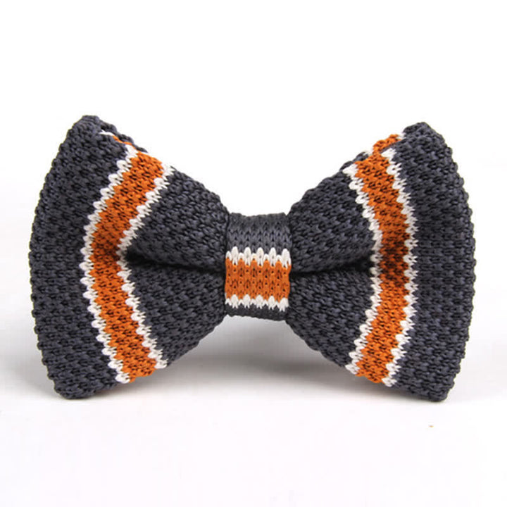 Nœud papillon tricoté à rayures tricolores pour homme