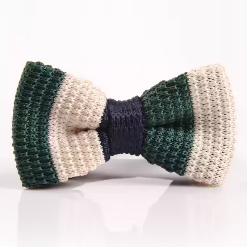 Nœud papillon tricoté à rayures tricolores pour homme